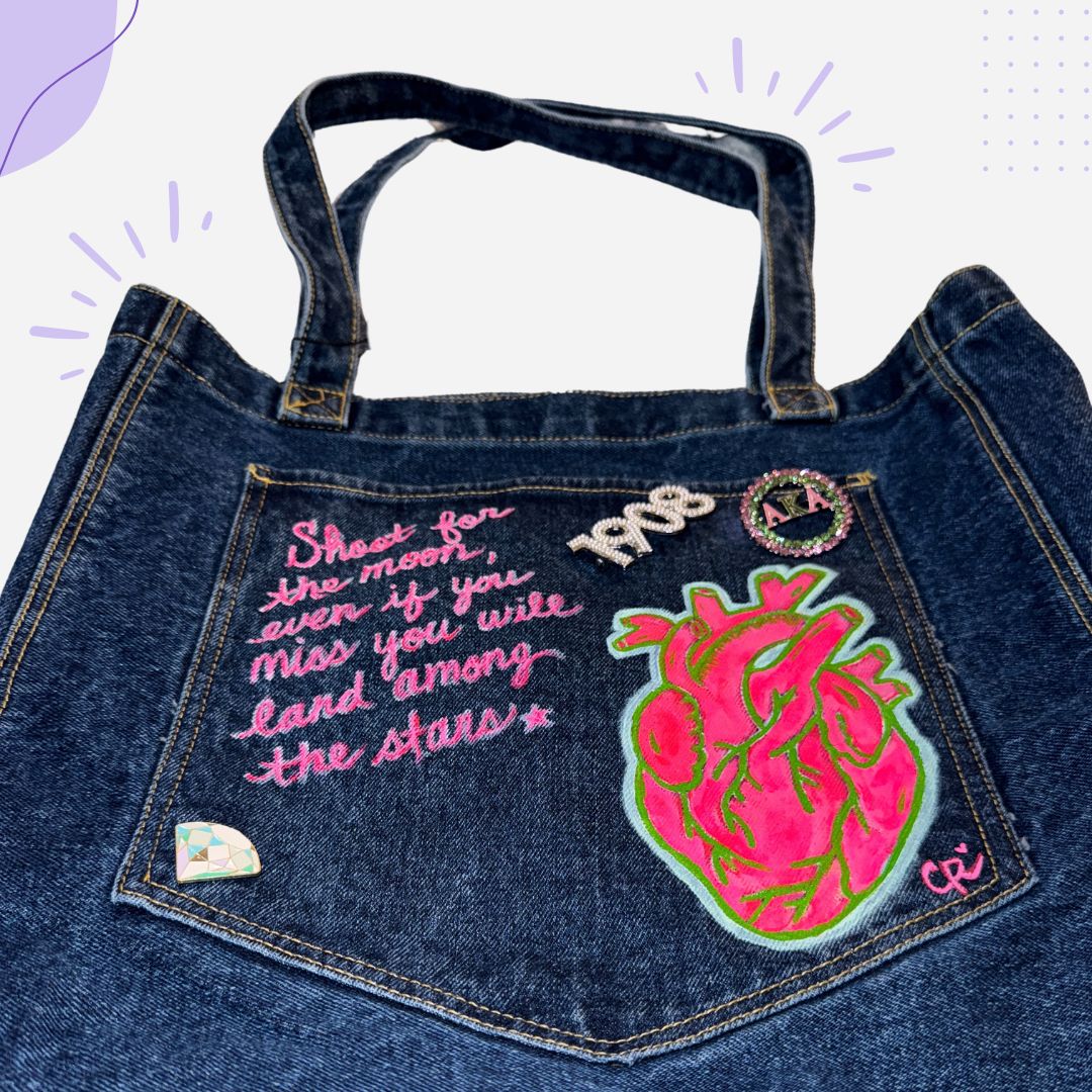 Custom Sorority Denim Tote Bag