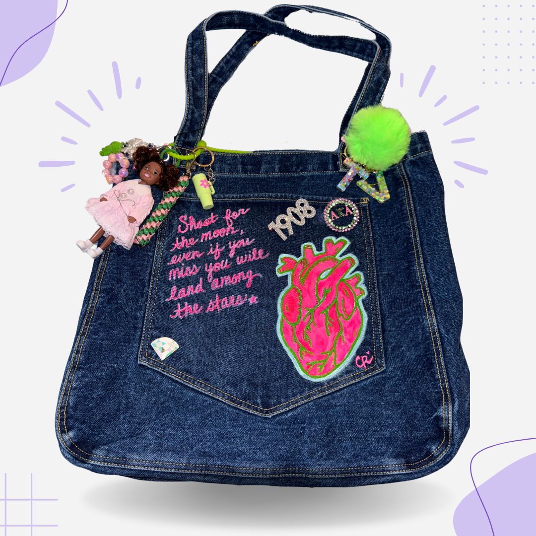 Custom Sorority Denim Tote Bag