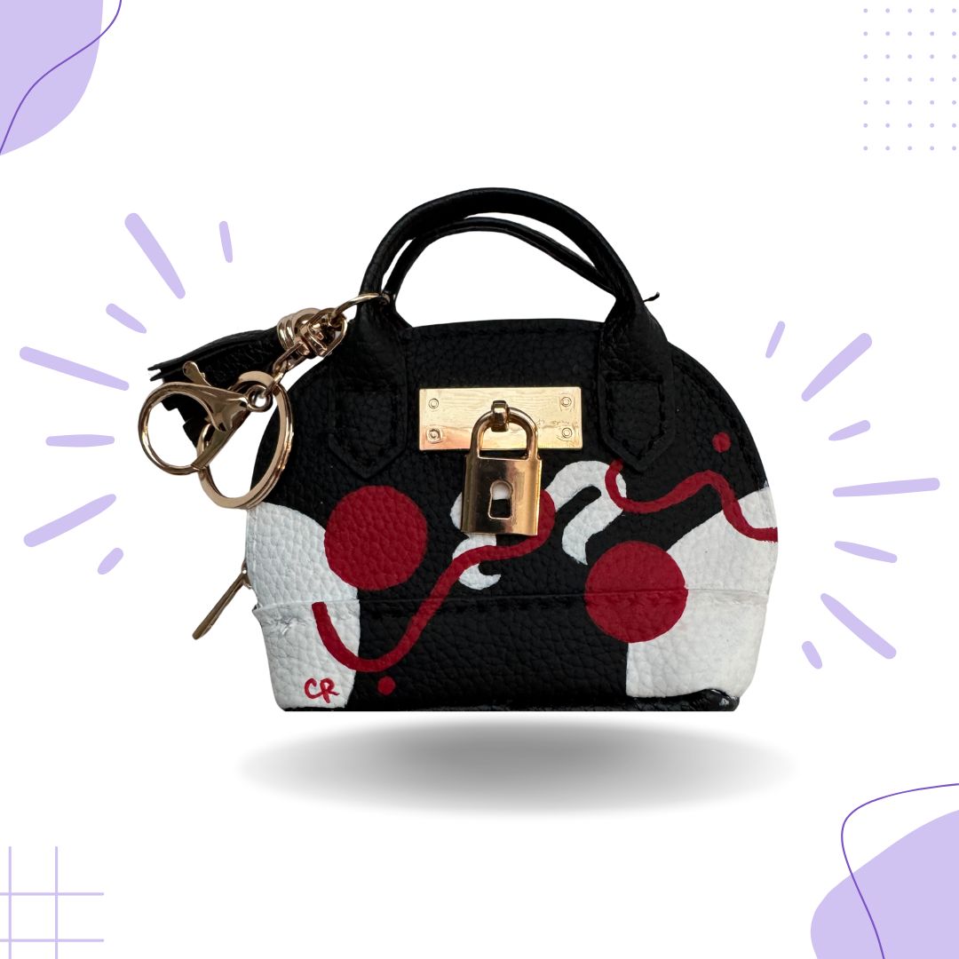 Black, Red, and White Mini Purse Bag Charm