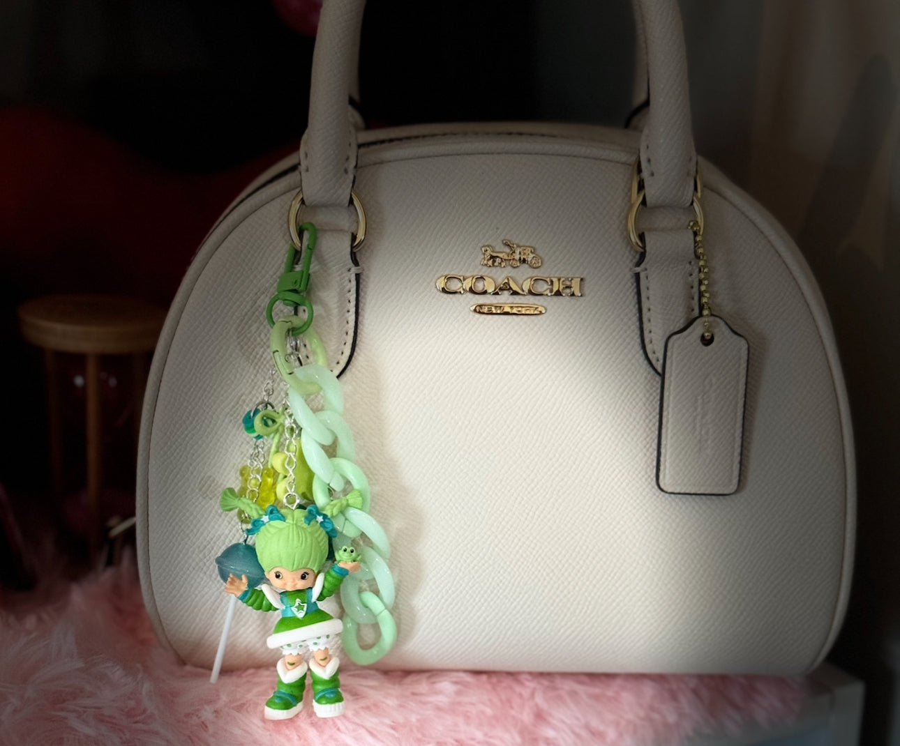 Retro Green Girl Cartoon Bag Charm