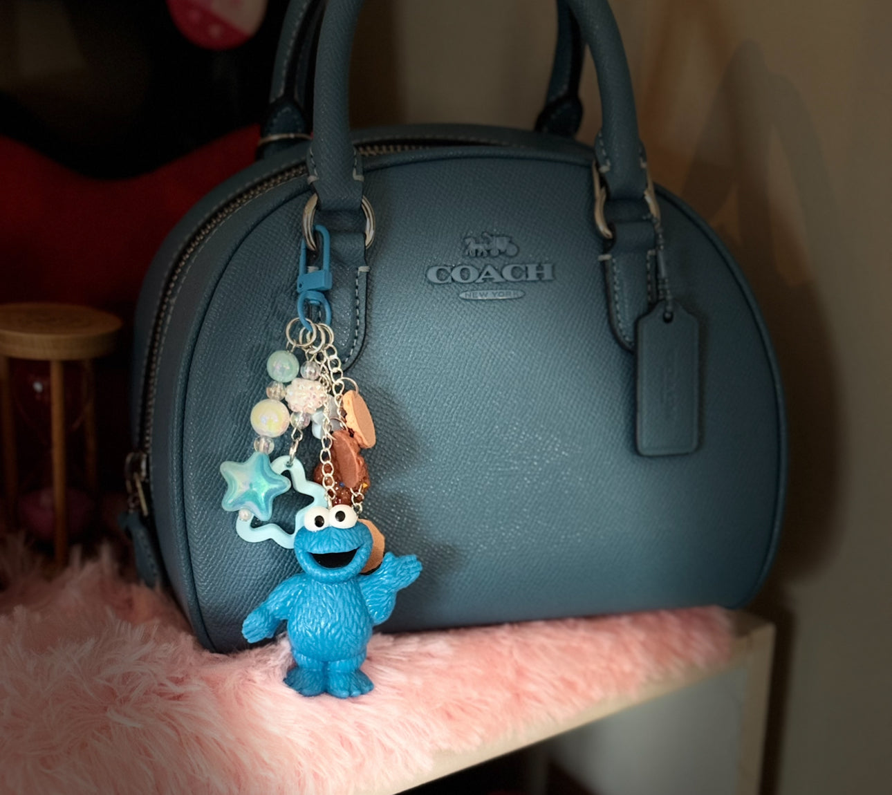 Nostalgic Blue Monster Inspired Bag Charm
