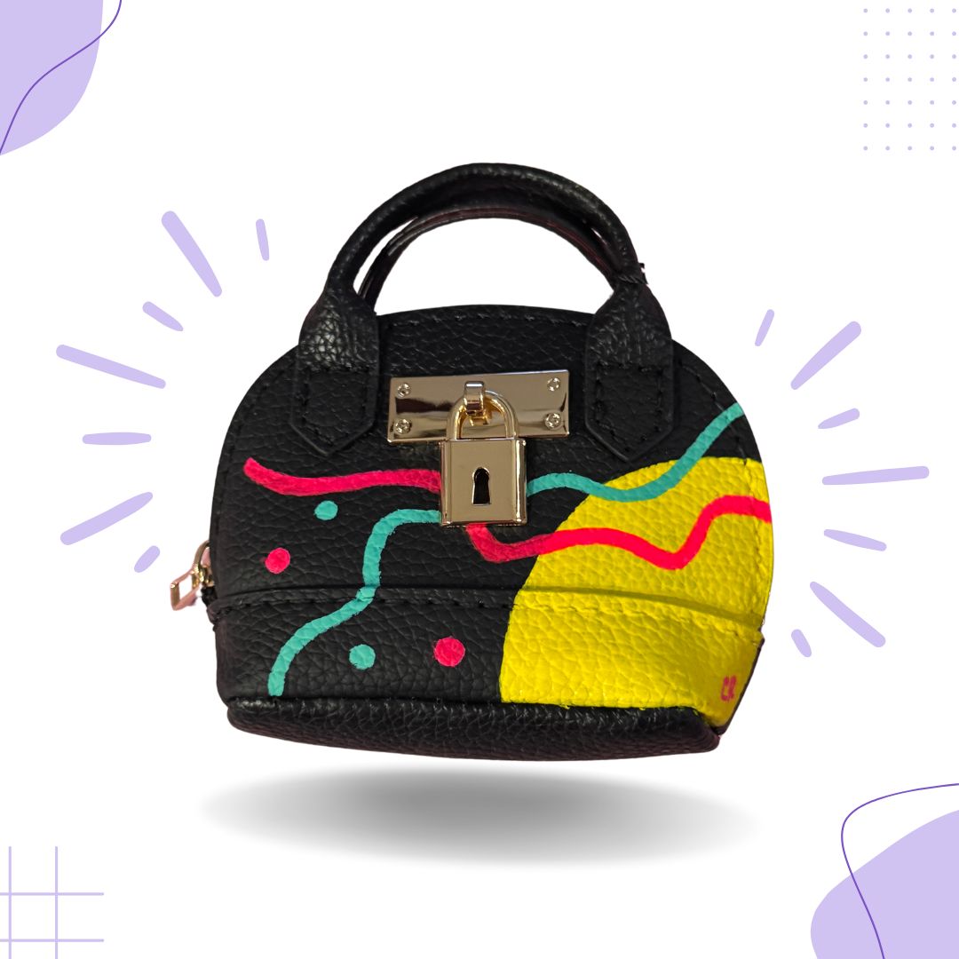 Black, Yellow, Pink, and Turquoise Mini Bag