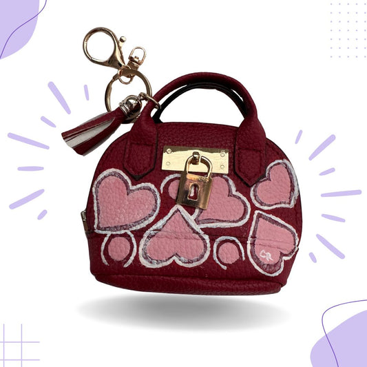 Pink and White Hearts Red Mini Bag