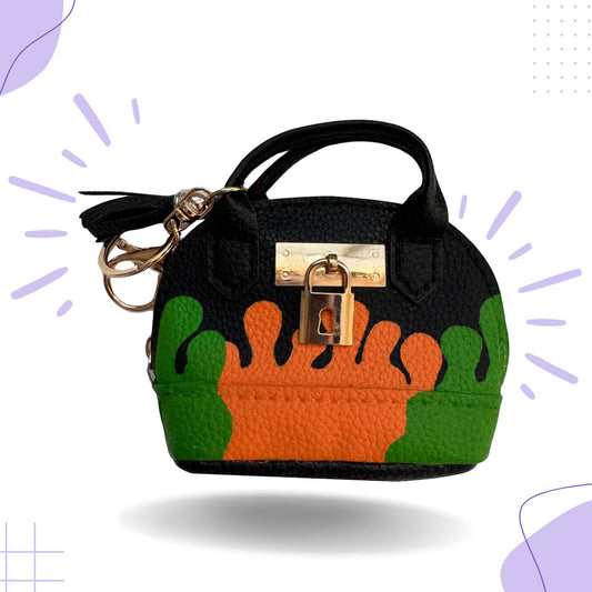 Black, Green, and Orange Mini Purse Bag Charm