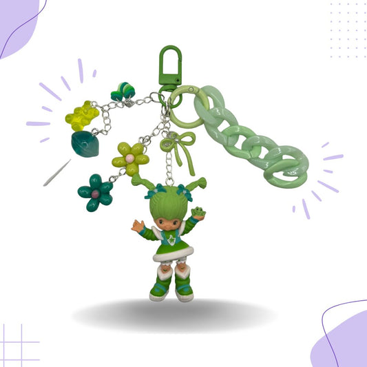 Retro Green Girl Cartoon Bag Charm